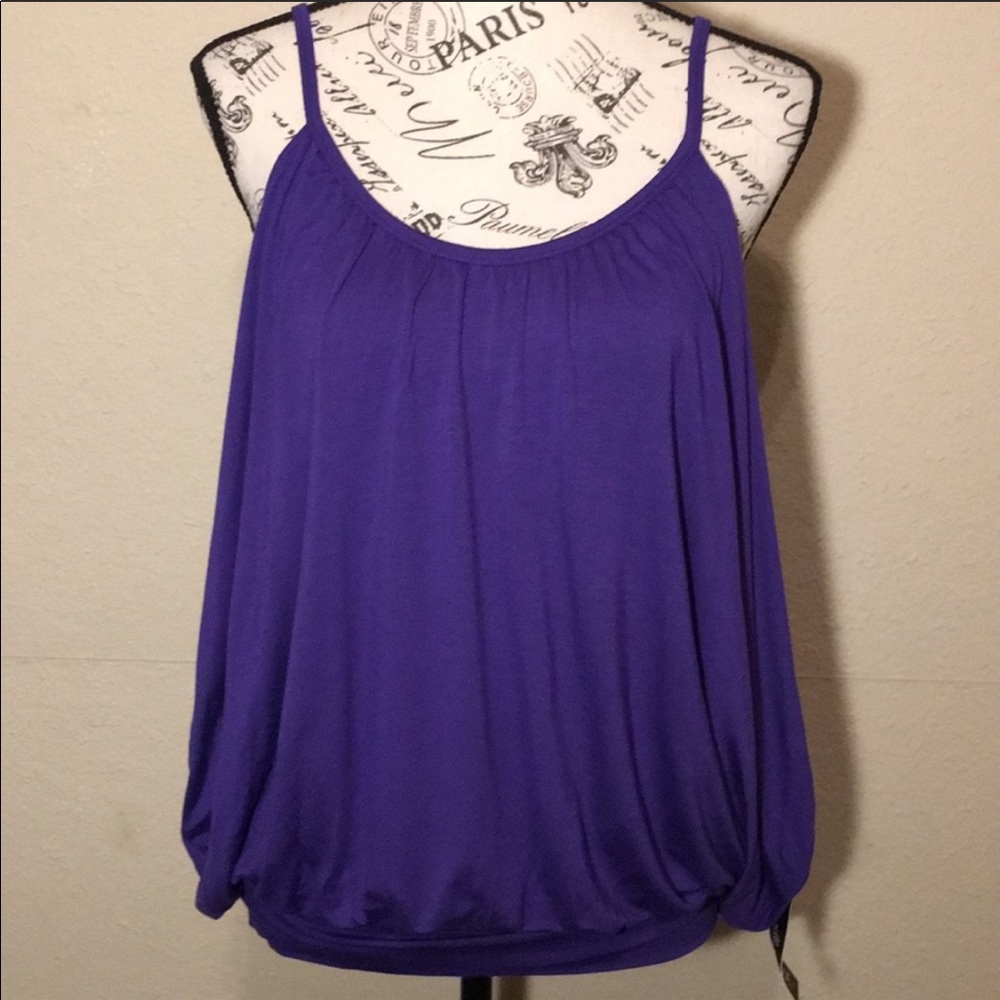 Willi Smith | deep purple double layer tank. Sz L